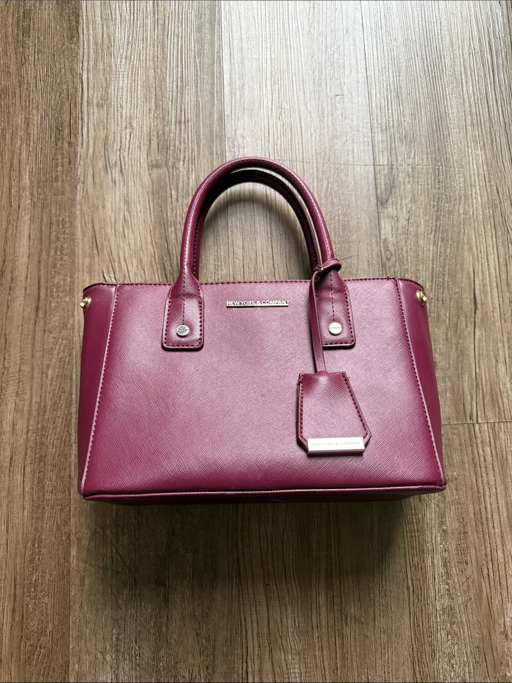 New York & Company Wine Satchel with Gold Hardware